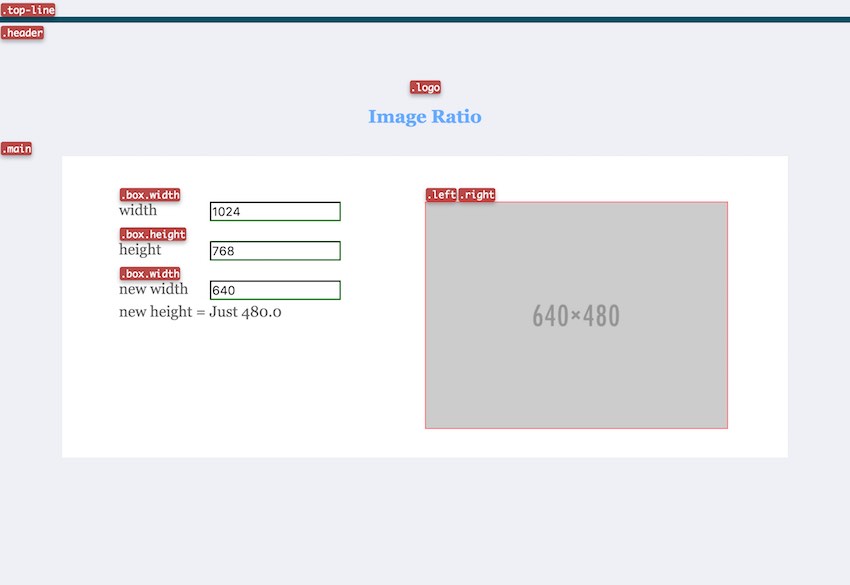 Image Ratio GUI with div class information